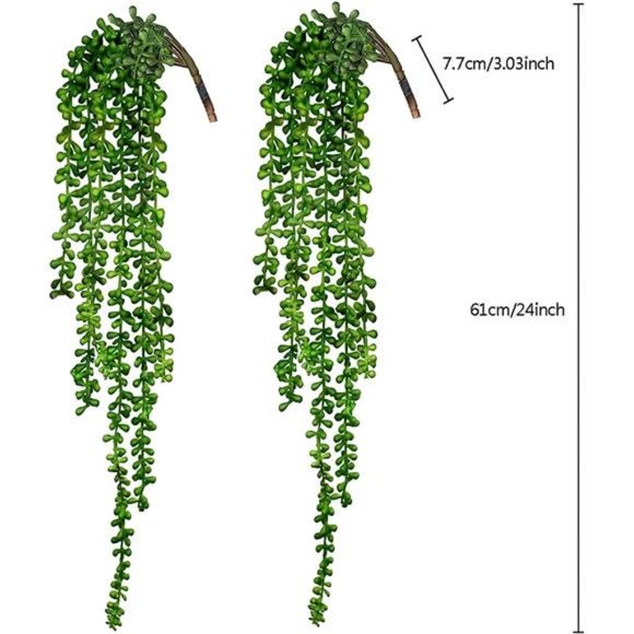 4pcs Artificial Succulents Hanging Plants Fake String of Pearls for Wall Home - Picture 2 of 6